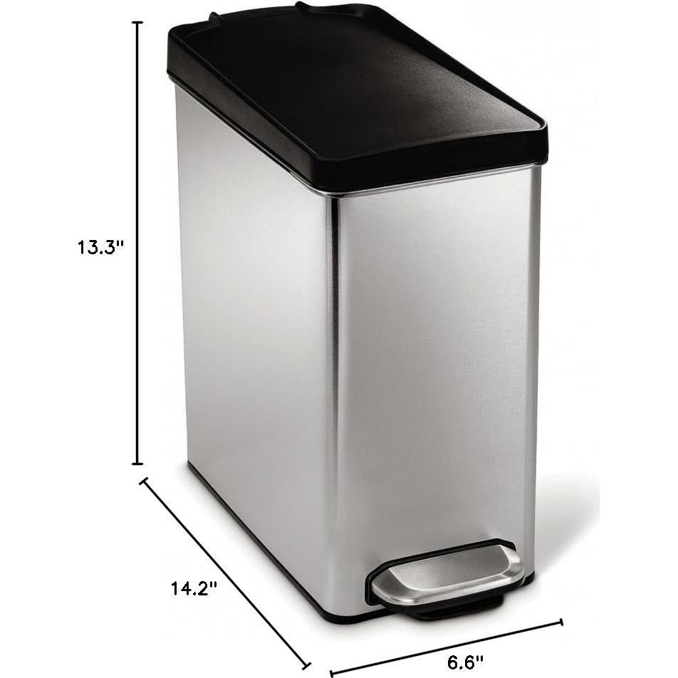 Basurero simplehuman 10L Acero Inoxidable Cepillado con Pedal