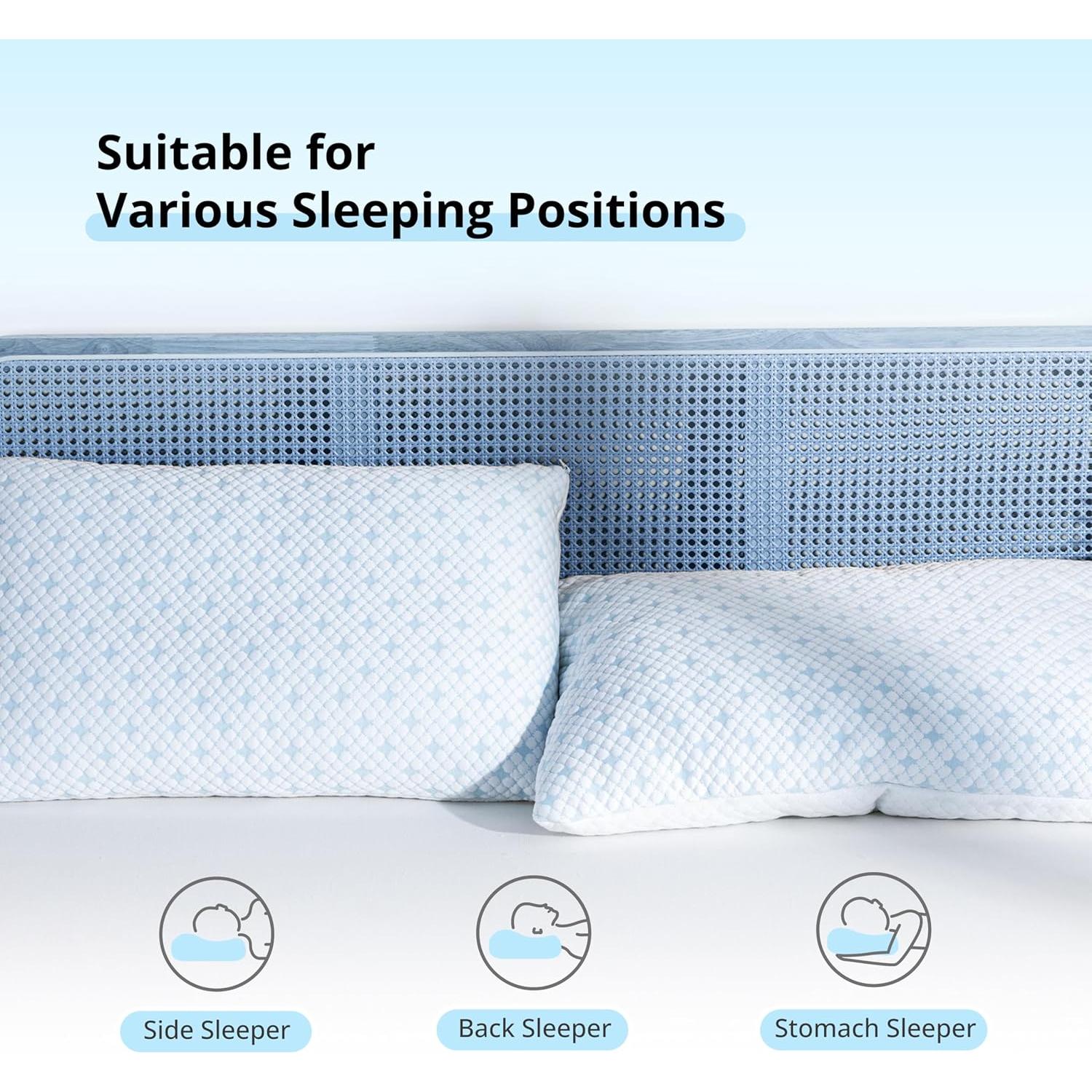 Almohadas de Espuma de Memoria EGOHOME Ajustables Enfriadoras - Paquete de 2