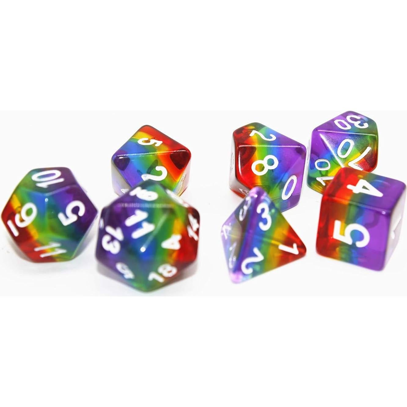 Juego de Dados Poliedricos HD Arcoíris 7 Piezas D&D