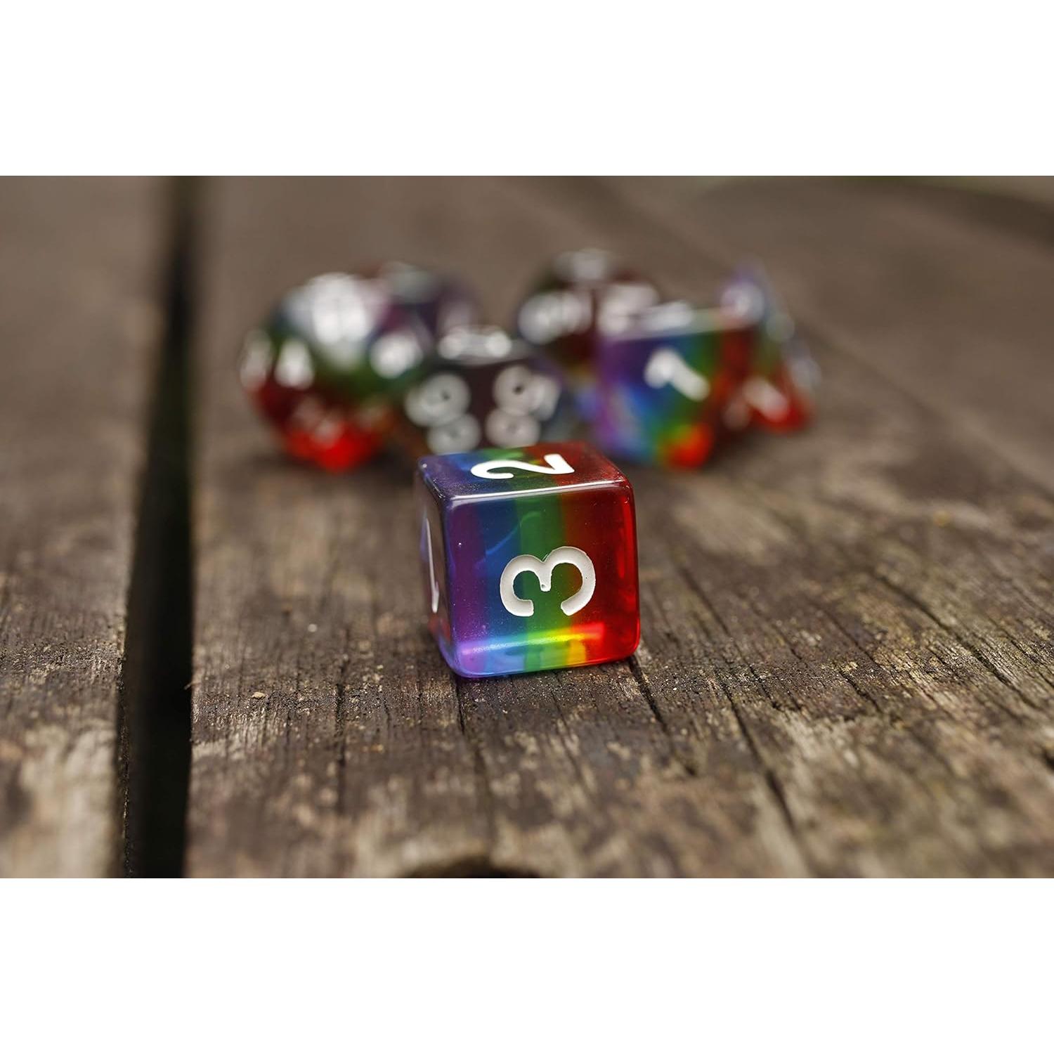 Juego de Dados Poliedricos HD Arcoíris 7 Piezas D&D