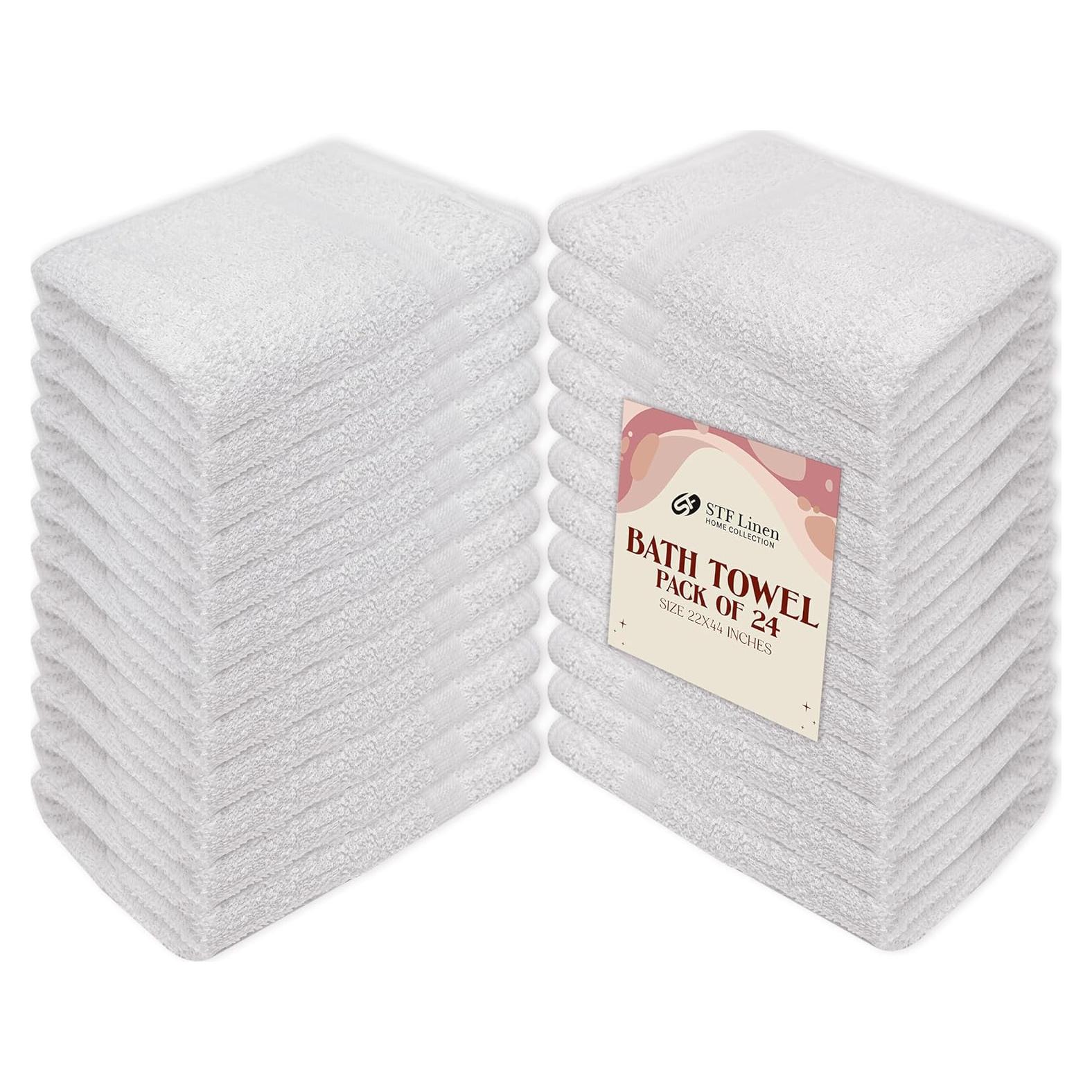 24 Toallas de Baño de Algodón STF Linen 22x44 cm Blancas