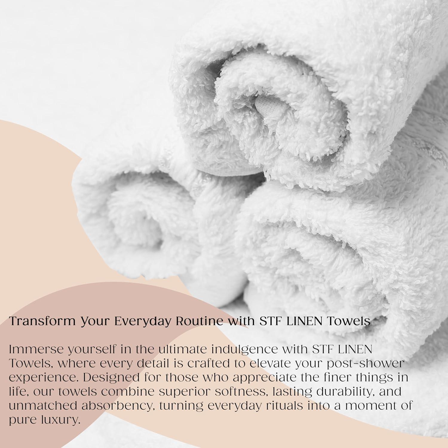 24 Toallas de Baño de Algodón STF Linen 22x44 cm Blancas