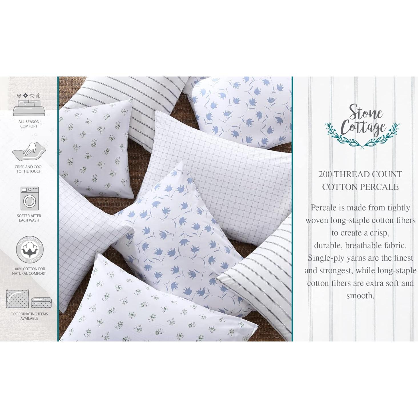 Juego de Sábanas Gemelas Cabaña de Piedra 100% Algodón Percal