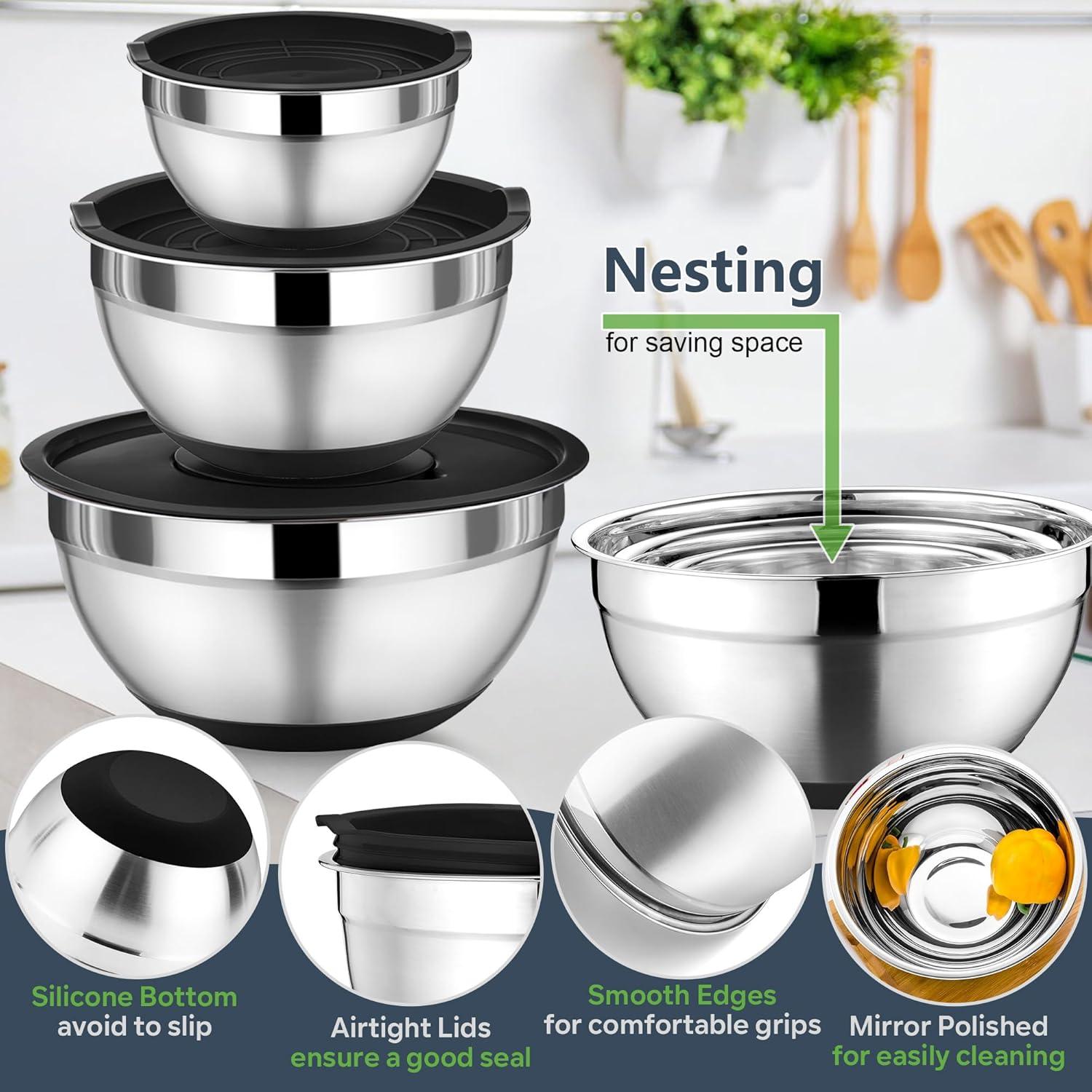 Juego de Cuencos Mezcladores P&P CHEF 3 Piezas Acero Inoxidable