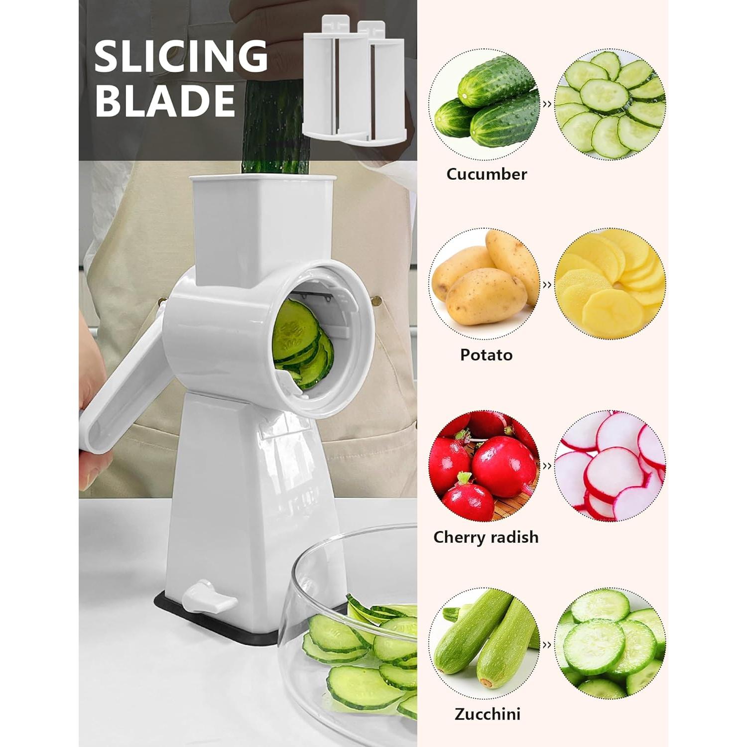 Rallador de Queso Rotativo SUREWIN 3 Cuchillas Acero Inoxidable