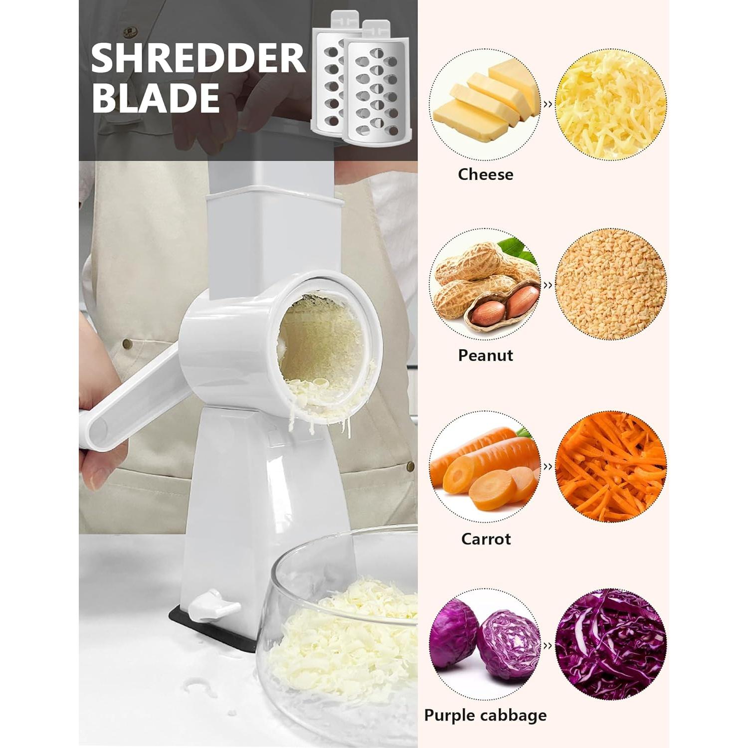 Rallador de Queso Rotativo SUREWIN 3 Cuchillas Acero Inoxidable