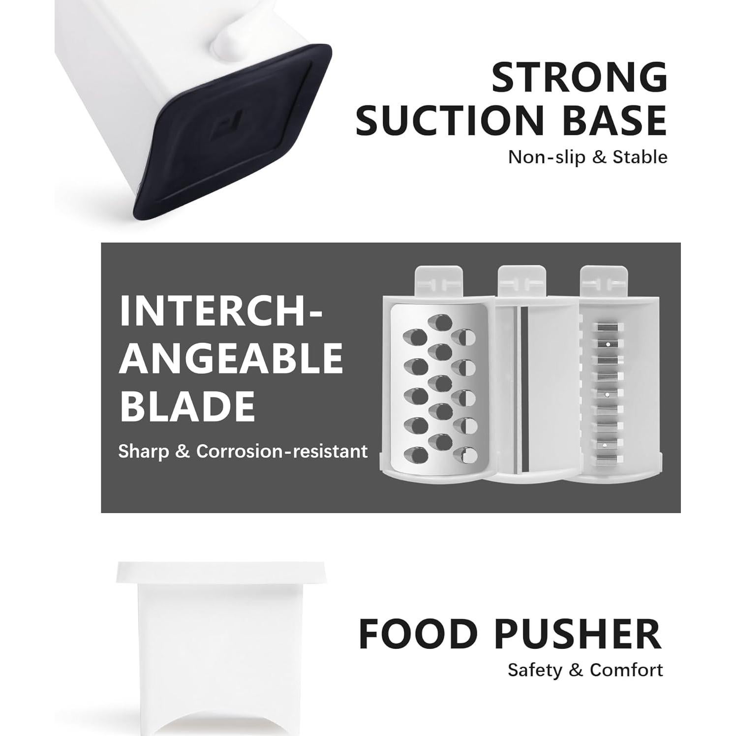 Rallador de Queso Rotativo SUREWIN 3 Cuchillas Acero Inoxidable