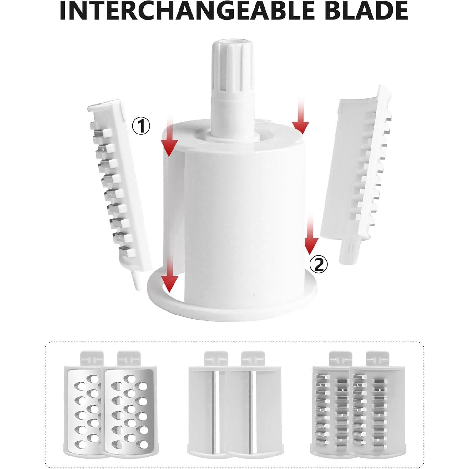 Rallador de Queso Rotativo SUREWIN 3 Cuchillas Acero Inoxidable