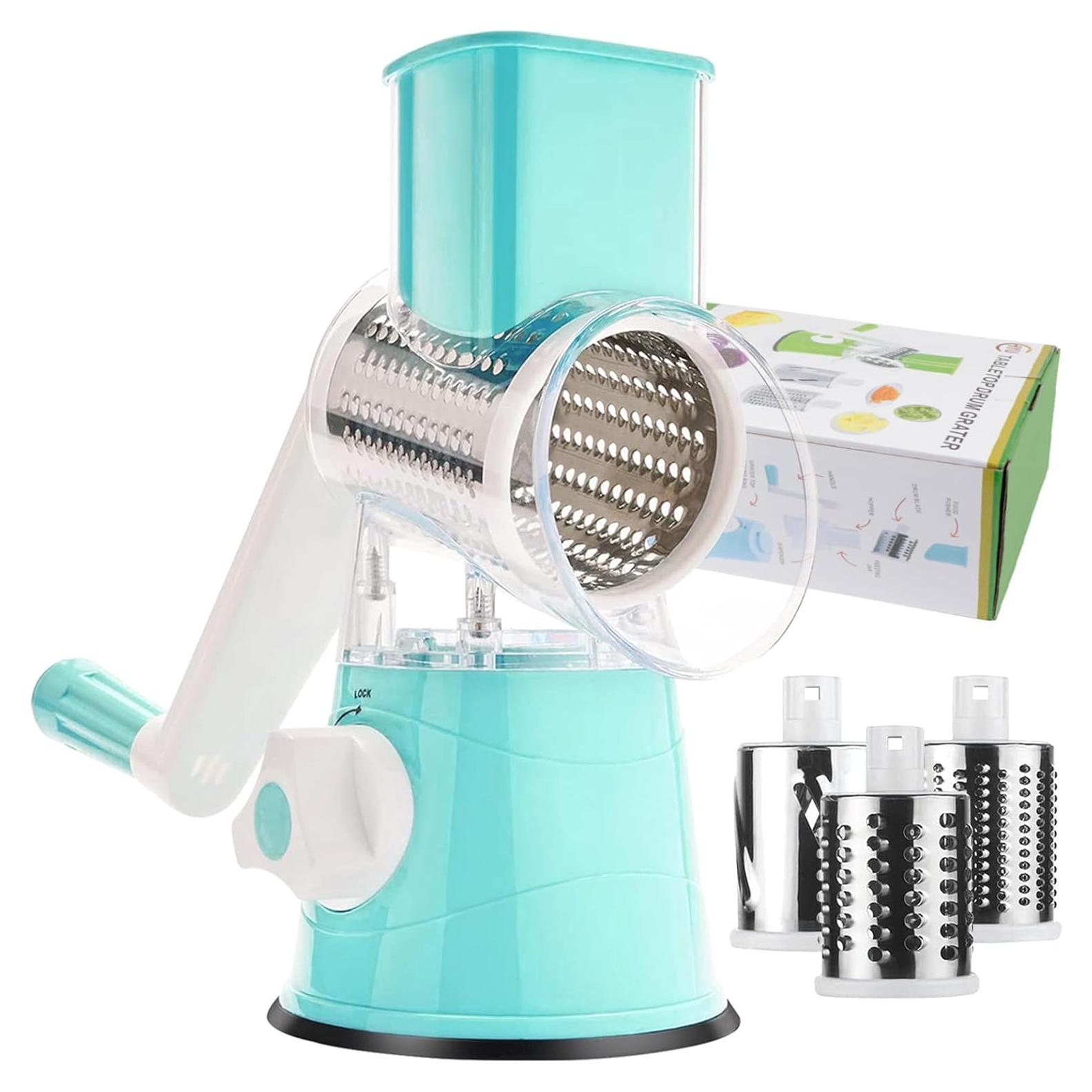 Rallador de Queso Manual UI U & I con 3 Cuchillas Intercambiables