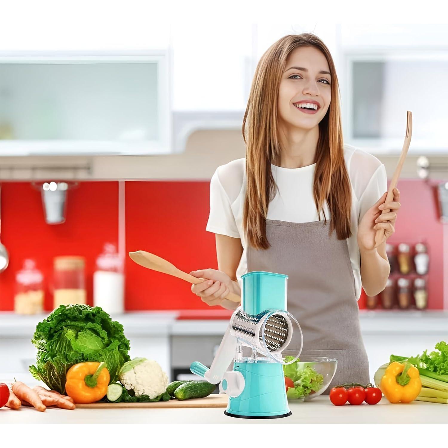 Rallador de Queso Manual UI U & I con 3 Cuchillas Intercambiables