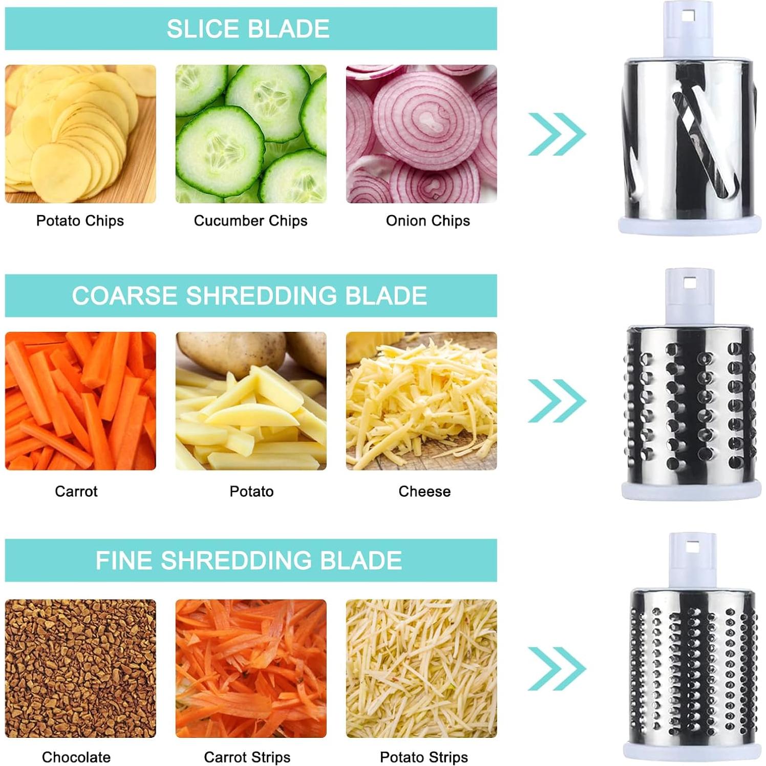 Rallador de Queso Manual UI U & I con 3 Cuchillas Intercambiables