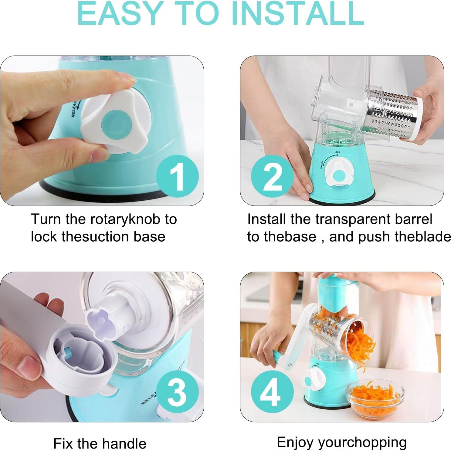 Rallador de Queso Manual UI U & I con 3 Cuchillas Intercambiables