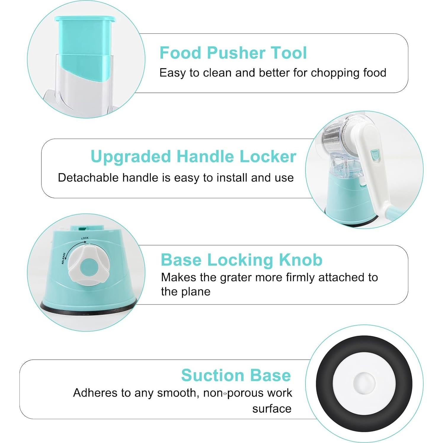 Rallador de Queso Manual UI U & I con 3 Cuchillas Intercambiables