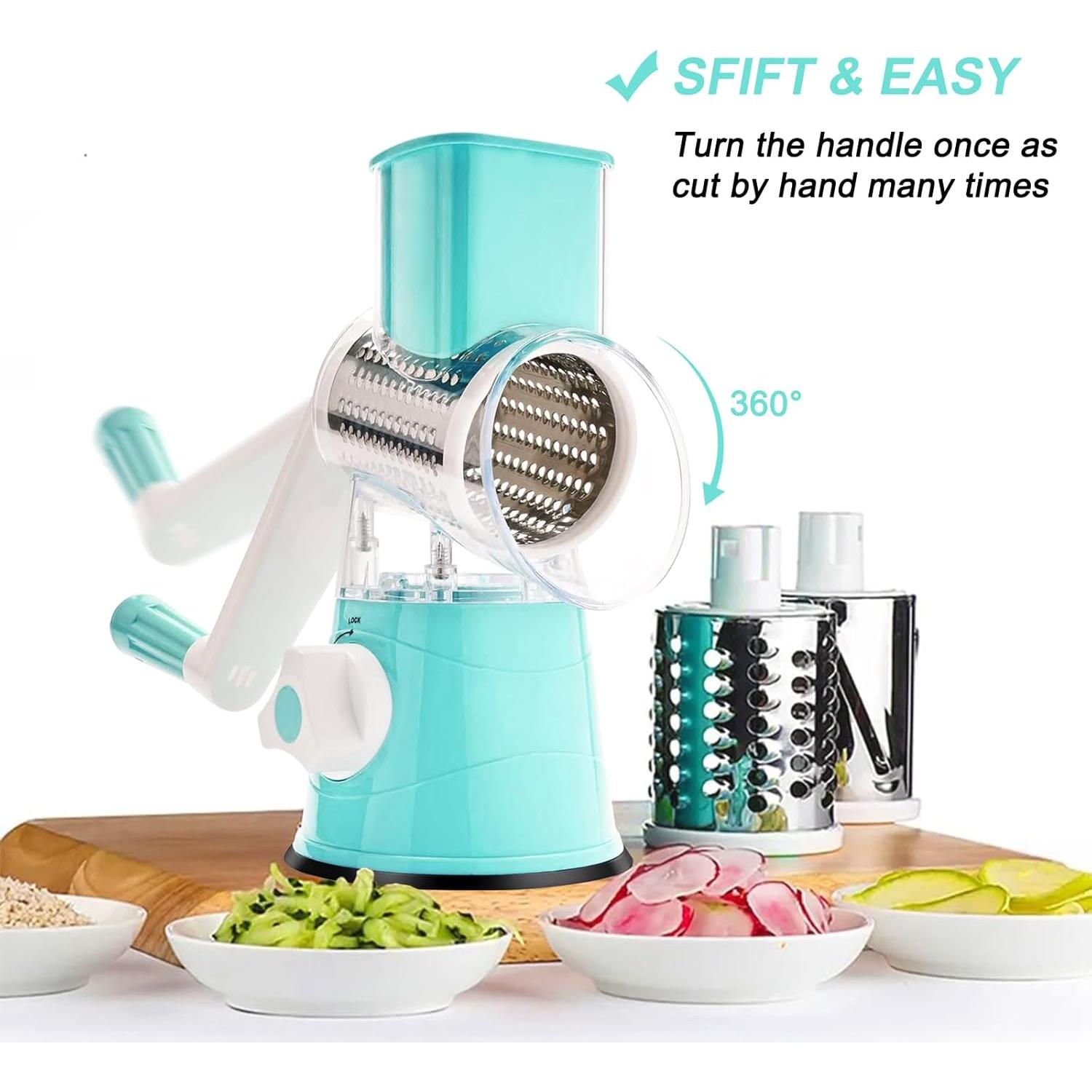 Rallador de Queso Manual UI U & I con 3 Cuchillas Intercambiables