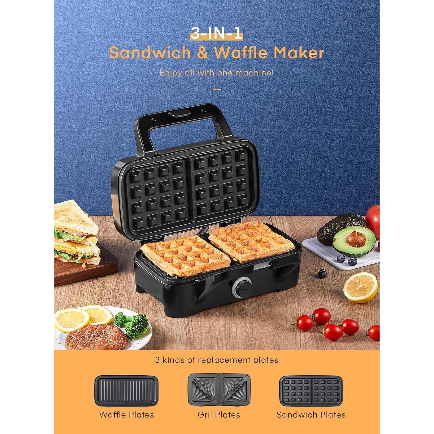 Sandwichera 3 en 1 HOUSNAT con Placas Intercambiables 1200W