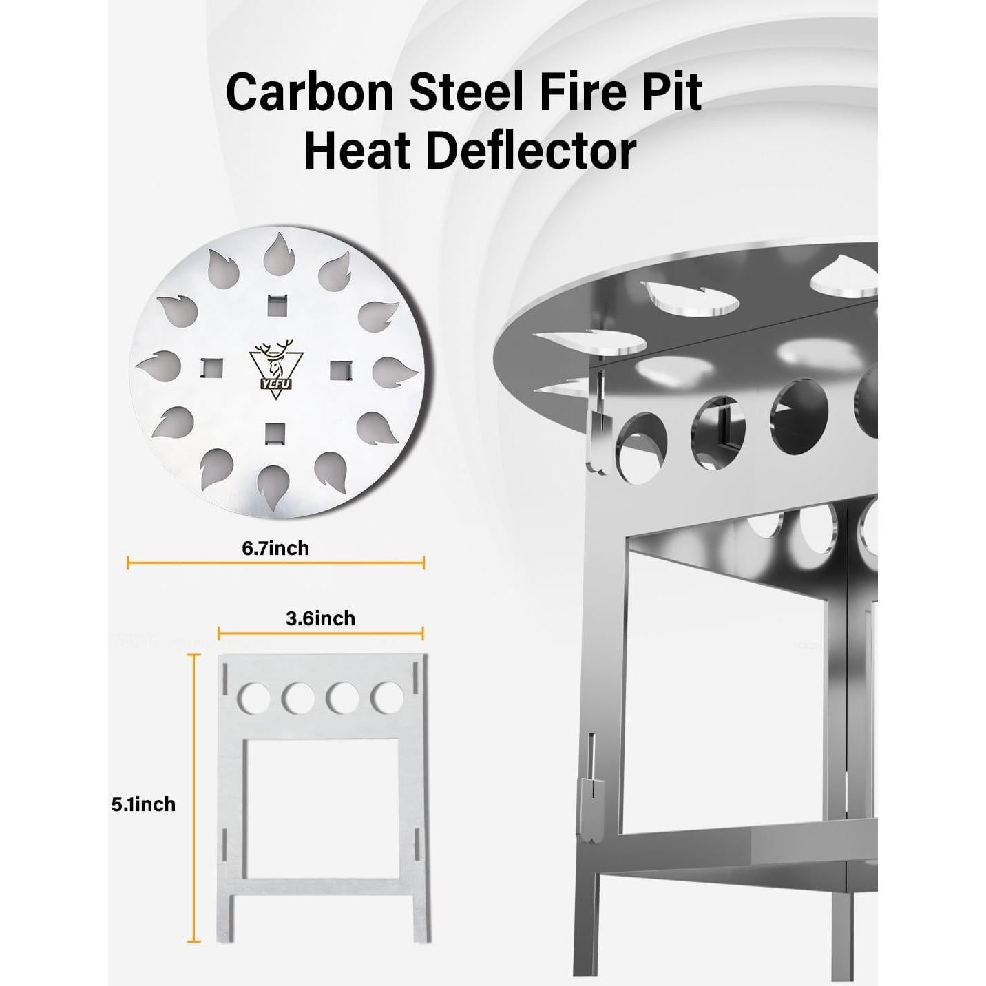 Deflector de Calor YEFU 5" para Fogata de Mesa - Acero