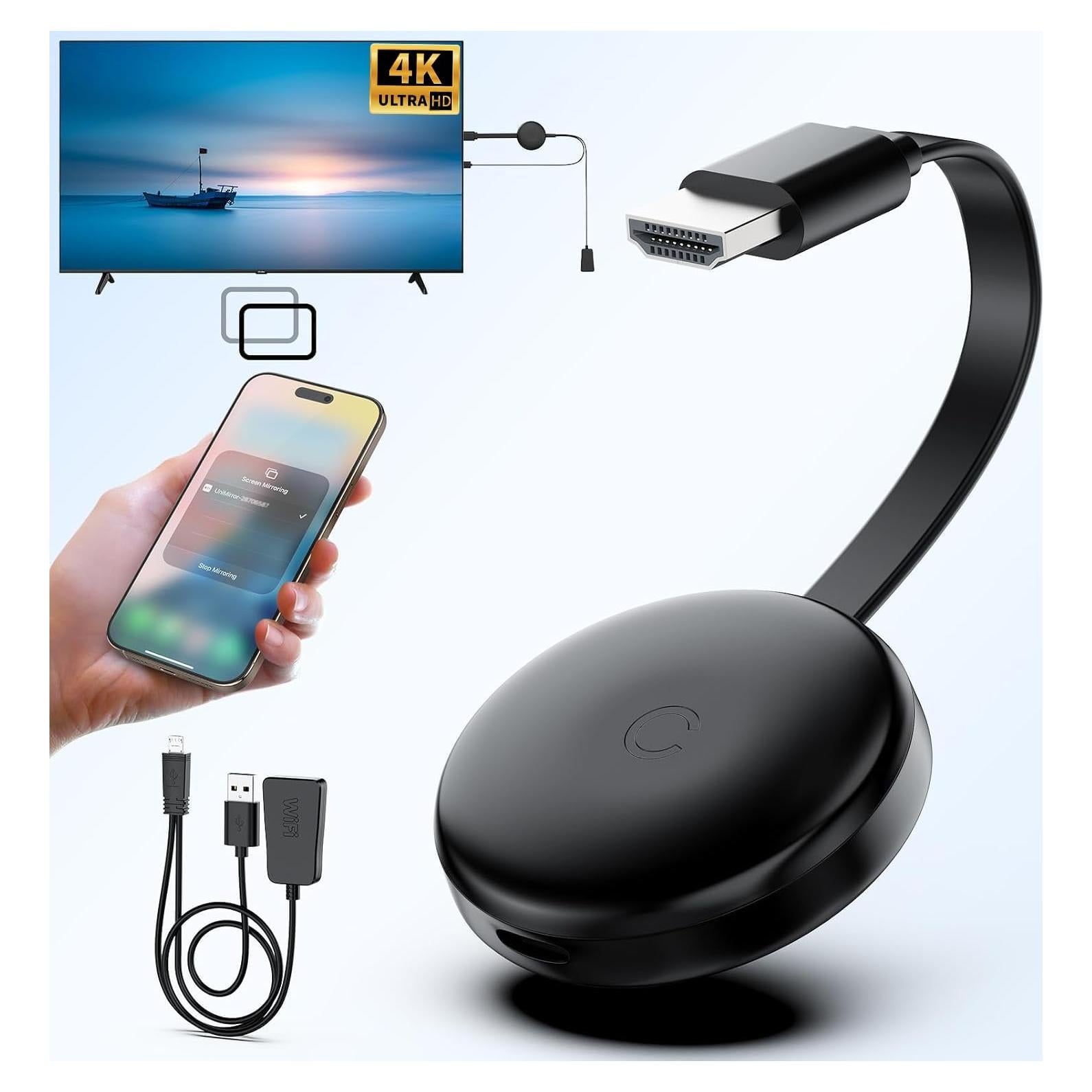 Adaptador HDMI Inalámbrico 4K Dongle Negro - Espejo Pantalla