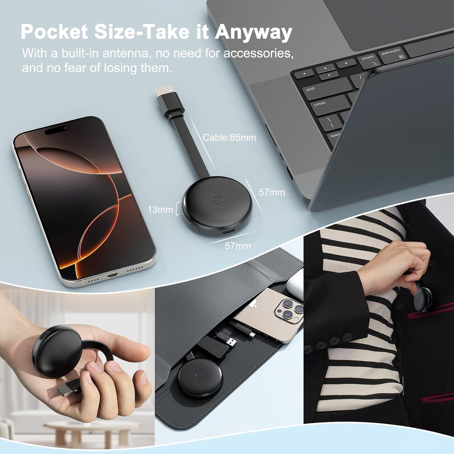 Adaptador HDMI Inalámbrico 4K Dongle Negro - Espejo Pantalla