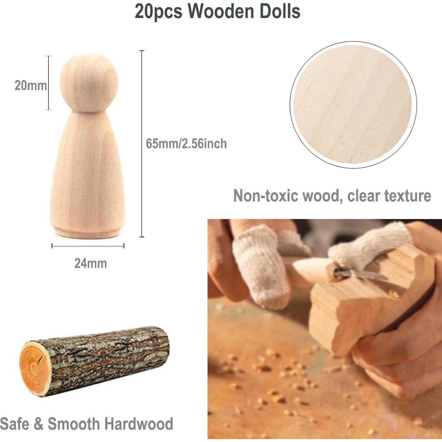 Muñecos de Madera sin Terminar LUUFAN 20pcs 6.5cm DIY