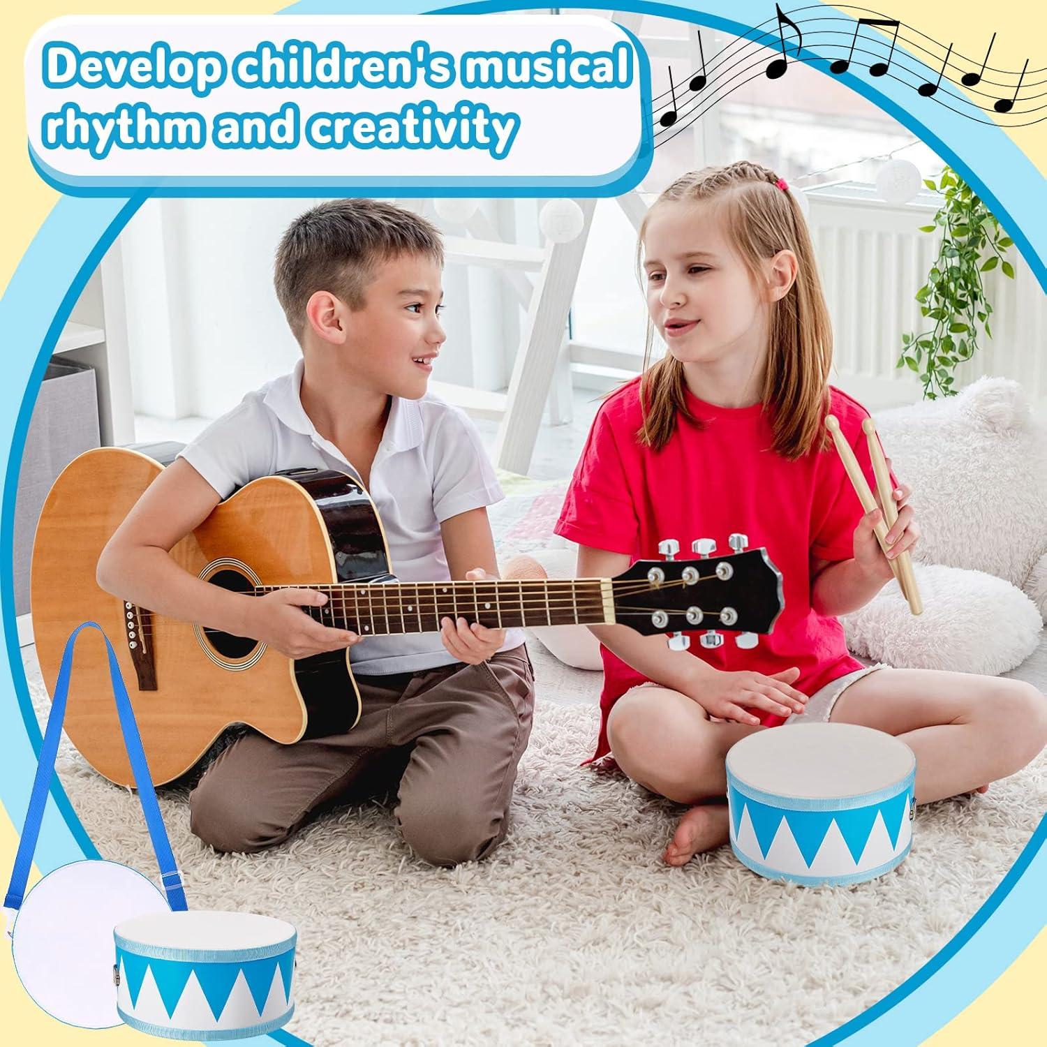 Juego de Tambores de Madera Meooeck 20 cm Azul para Niños