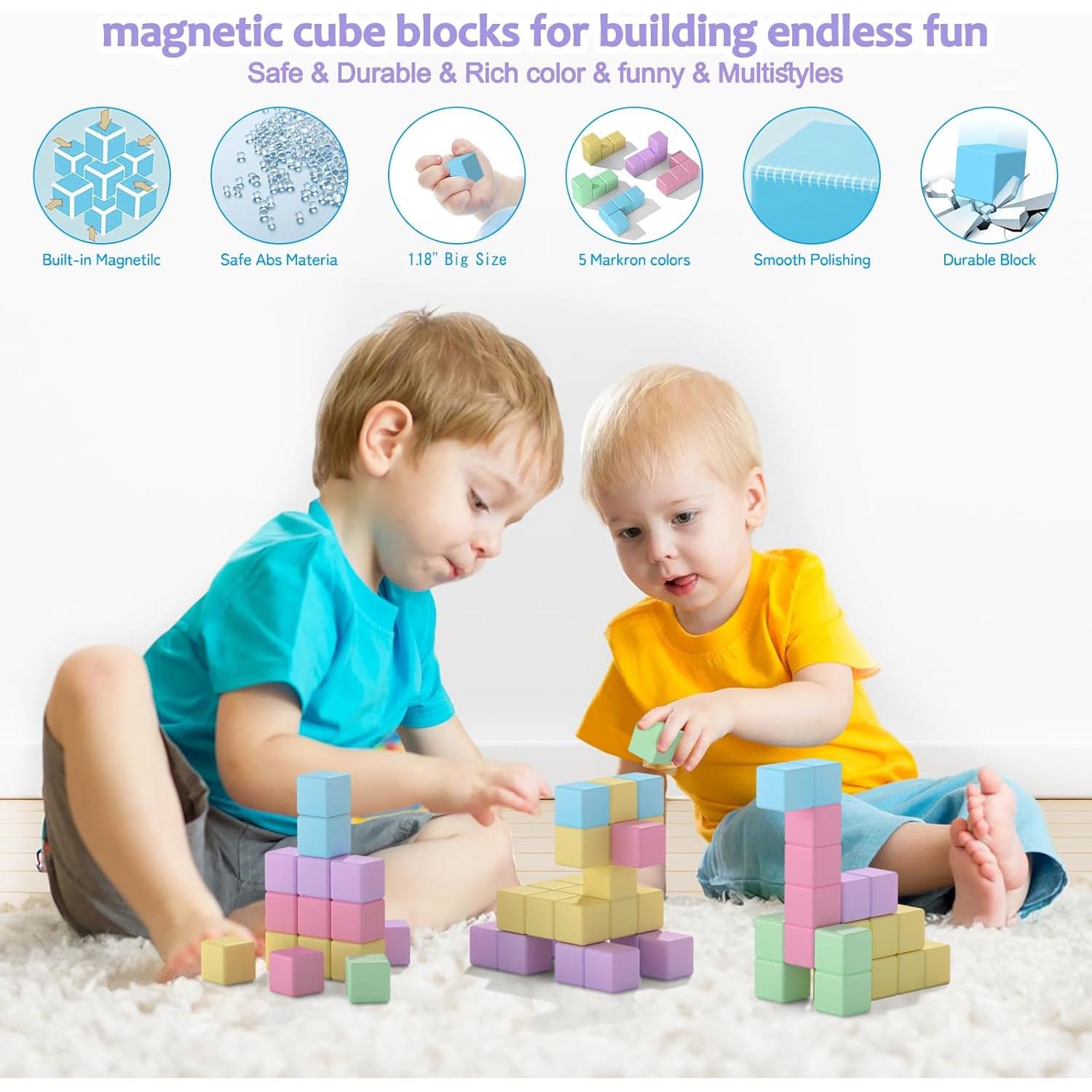 Bloques Magnéticos SFLJSJW 45PCS para Niños 3-6 Años