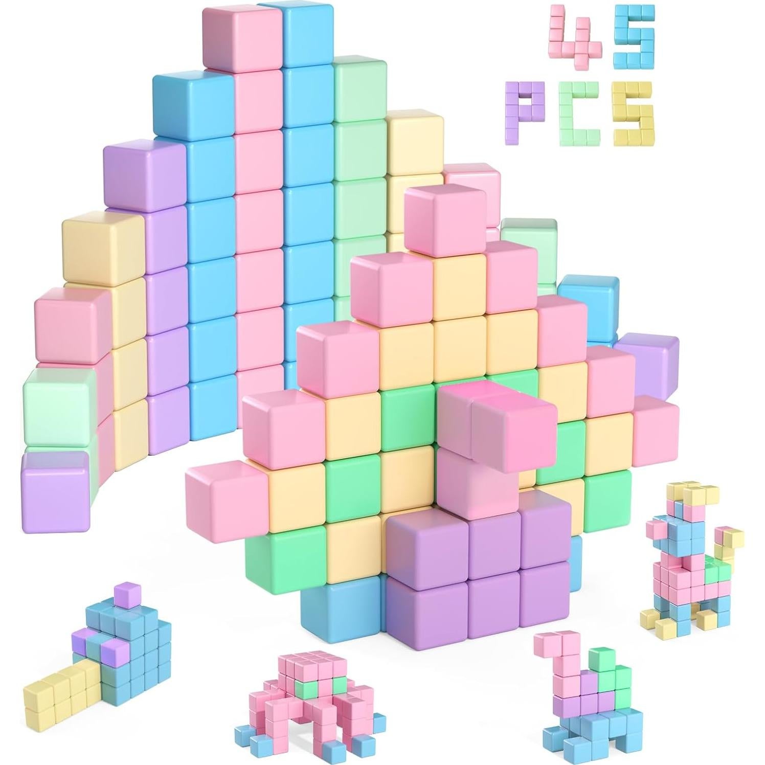 Bloques Magnéticos SFLJSJW 45PCS para Niños 3-6 Años