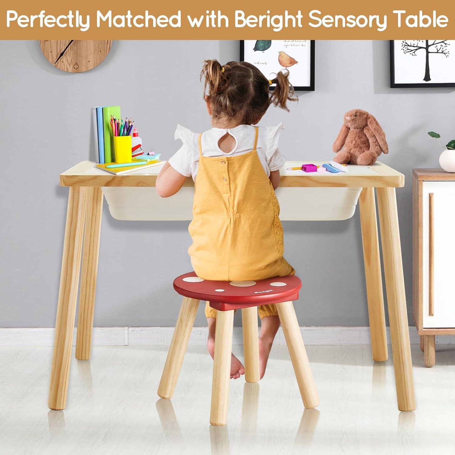 Taburete Infantil de Madera Beright 23 cm Rojo para Niños