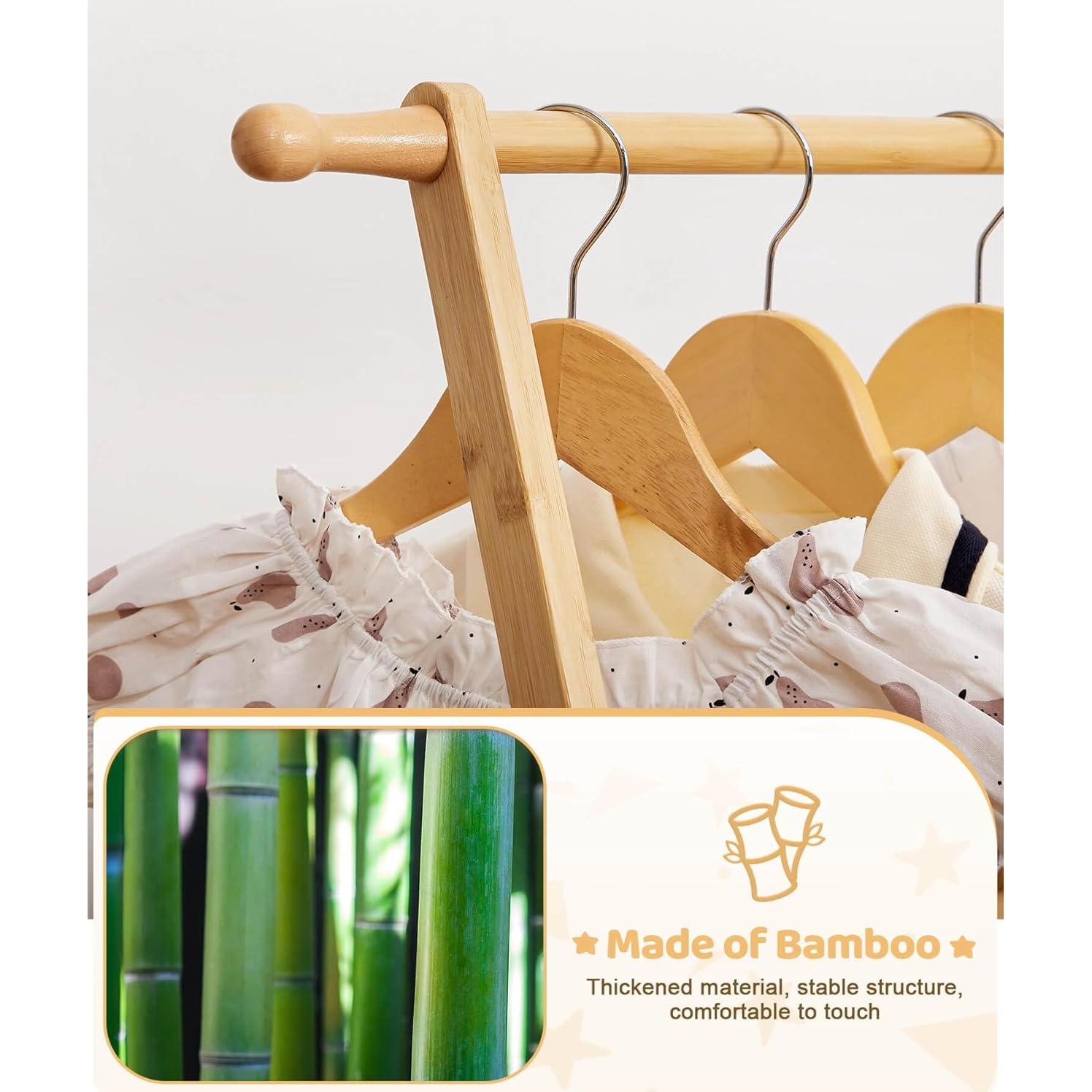 Perchero de Ropa para Niños Cozivolife Plegable Bambú Natural