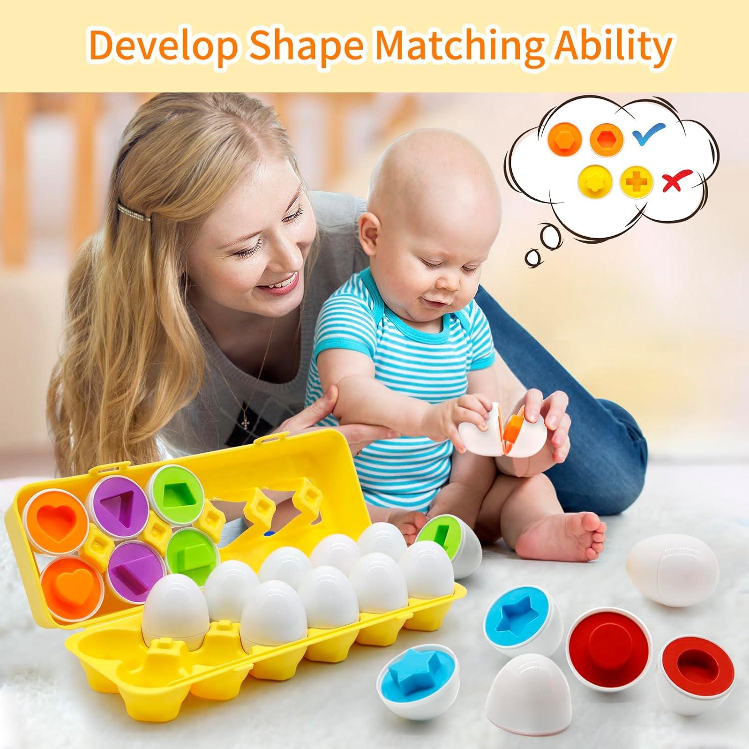 12 Huevos de Juguete Montessori Wanonoo para Niños 1-3 Años