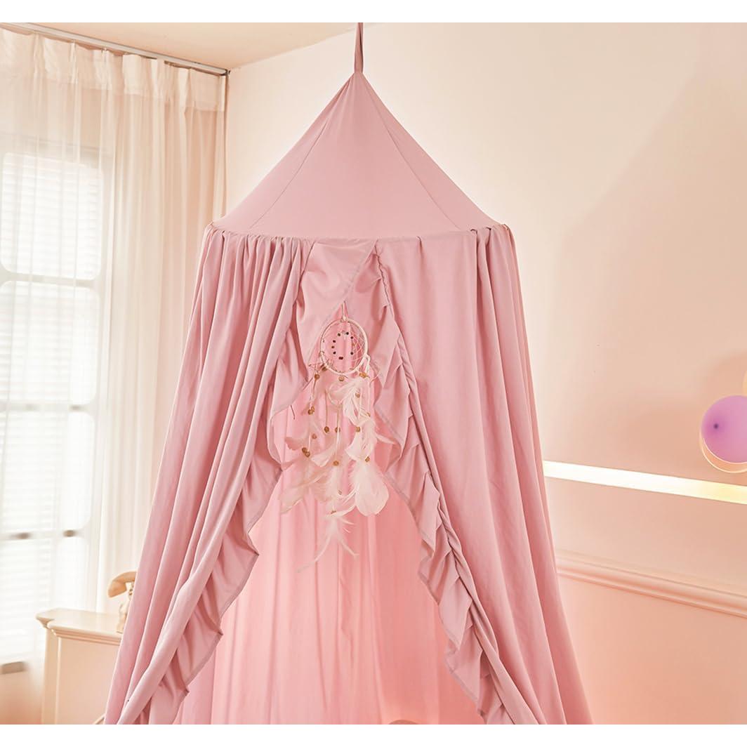 Dosel de Cama Mengersi para Niñas Beige Rosa 240 cm