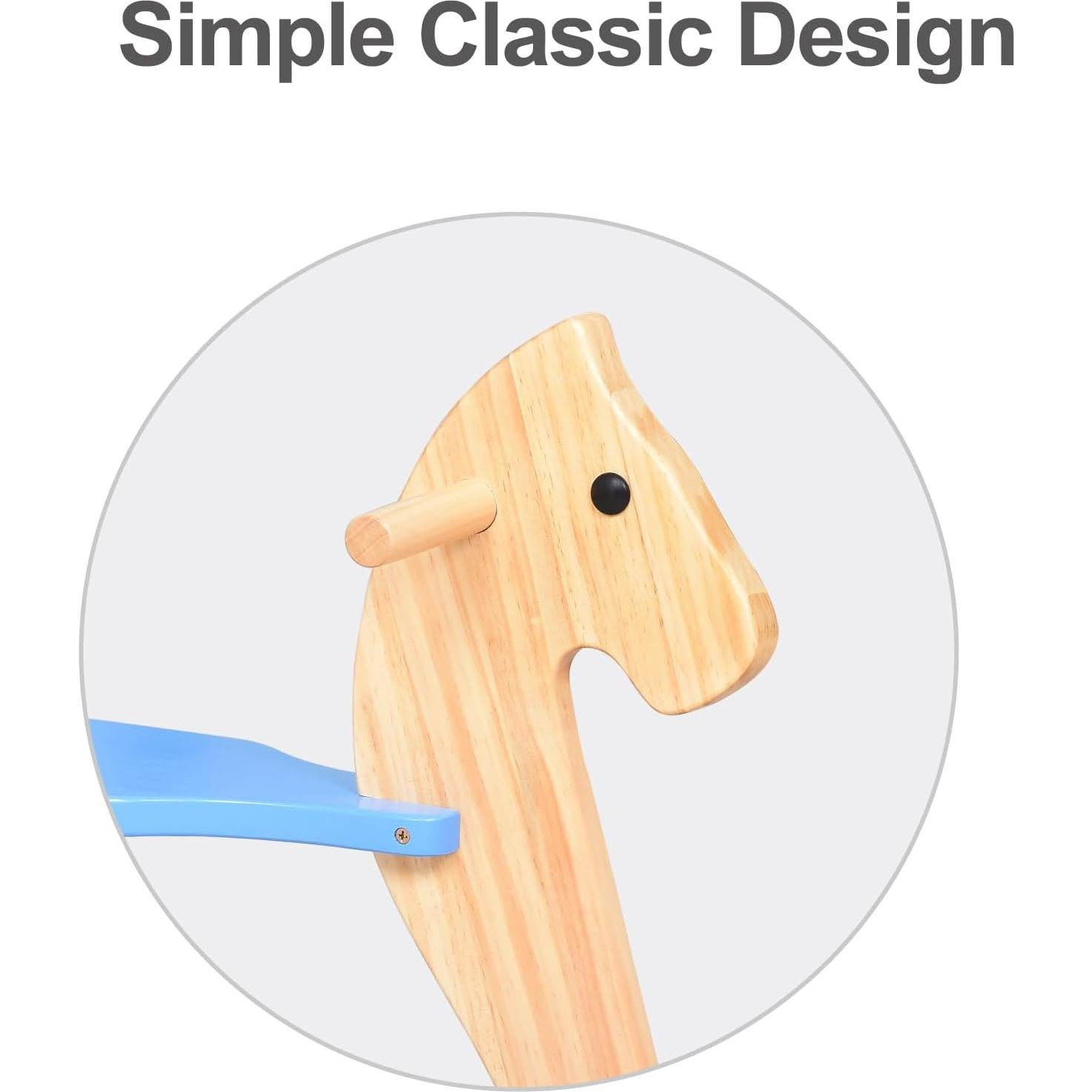 Caballo Balancín de Madera KRAND Azul para Niños 2-5 Años