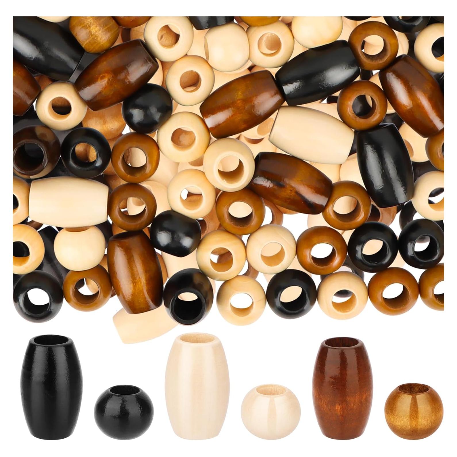 Perlas de Madera WOWOSS 195 PCS 20mm Redondas y Barril