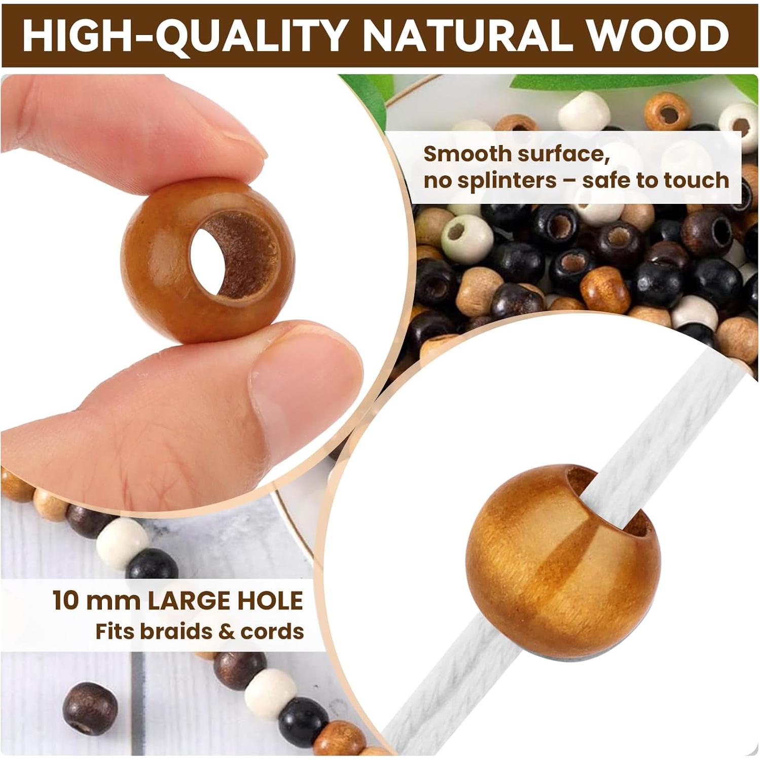 Perlas de Madera WOWOSS 195 PCS 20mm Redondas y Barril