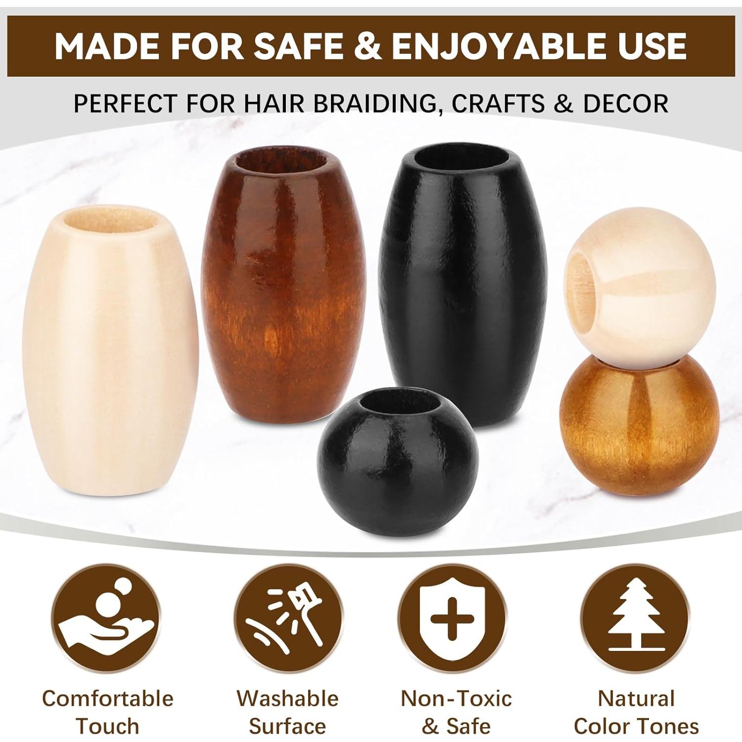 Perlas de Madera WOWOSS 195 PCS 20mm Redondas y Barril