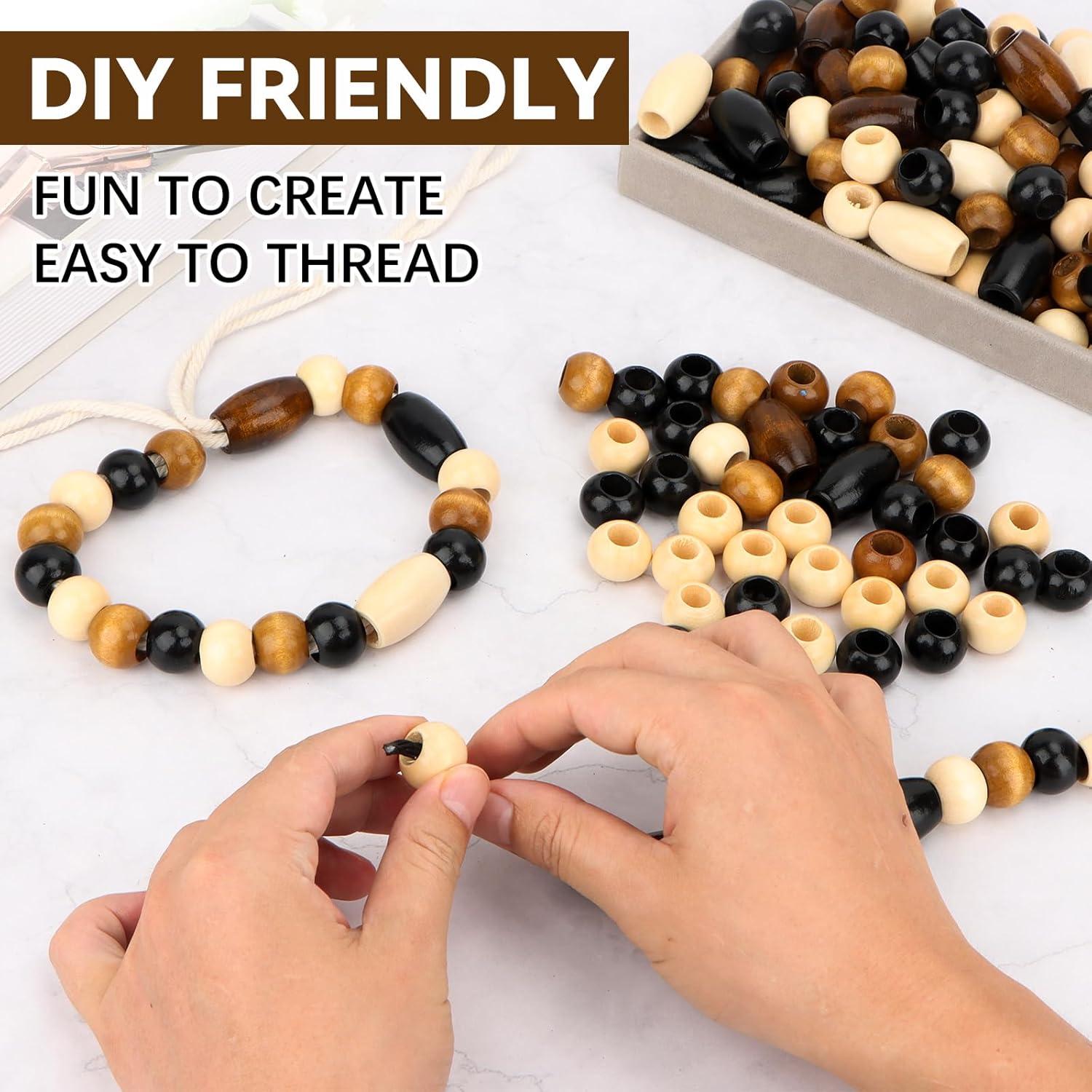 Perlas de Madera WOWOSS 195 PCS 20mm Redondas y Barril