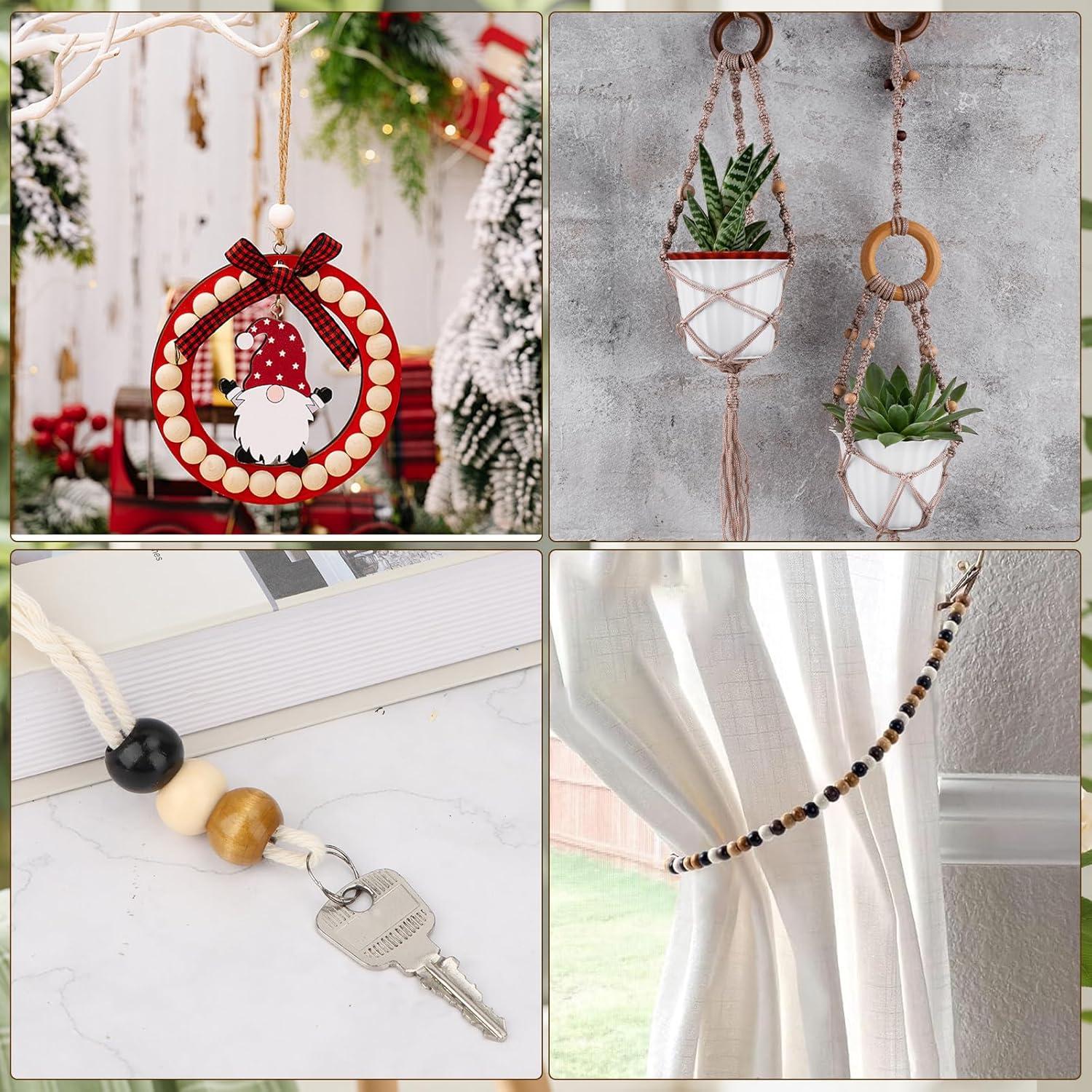 Perlas de Madera WOWOSS 195 PCS 20mm Redondas y Barril