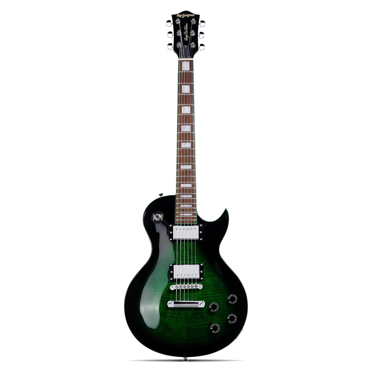 Leo Jaymz SC Series Electric Guitar – Mahogany Body, Laurel Fingerboard, Dual Humbuckers, Stainless Steel Frets, Tune-O-Matic Bridge, C Neck, 18:1 Tuners (Black Green)