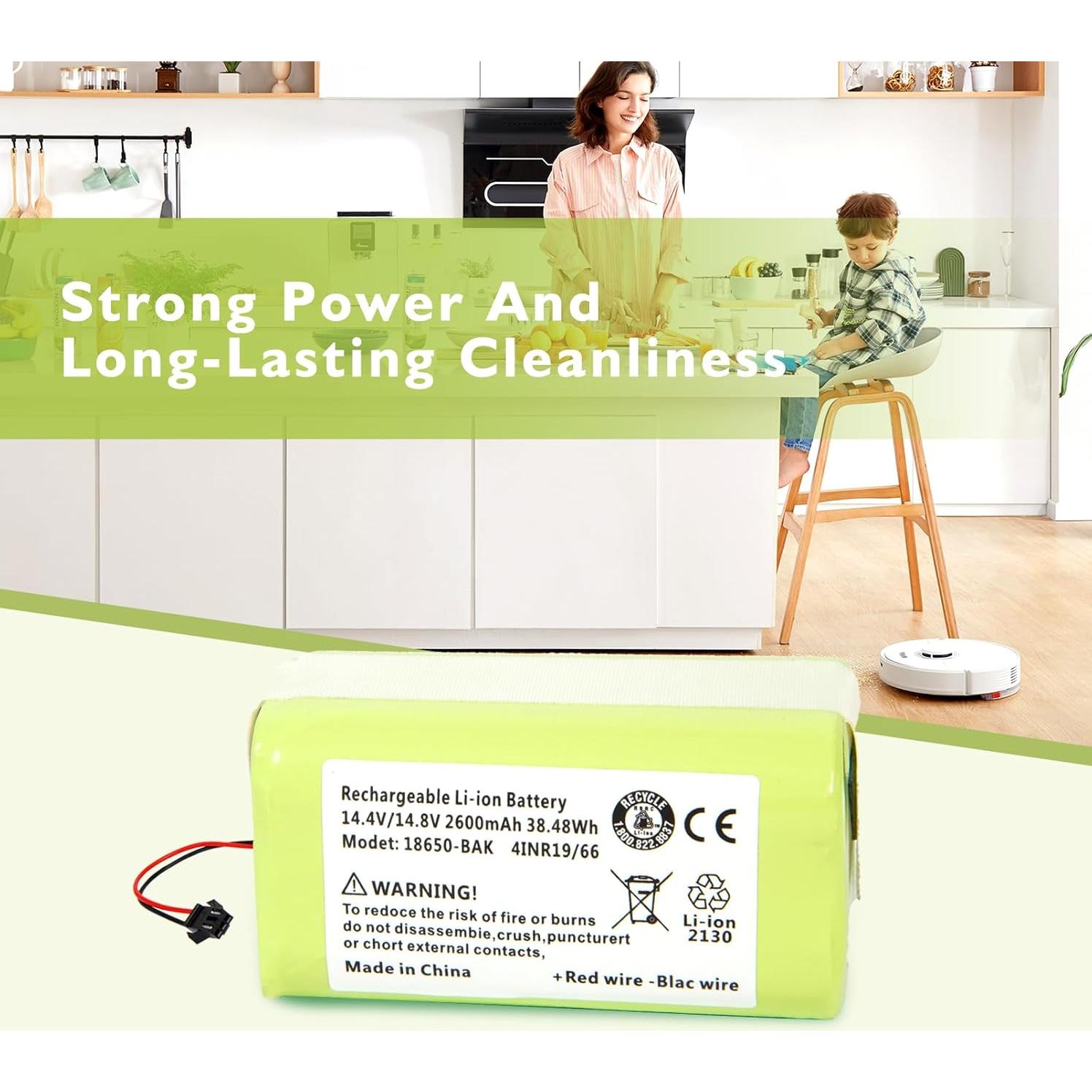 Batería de Reemplazo 14.4V 2600mAh para Aspiradoras Ecovacs y Eufy