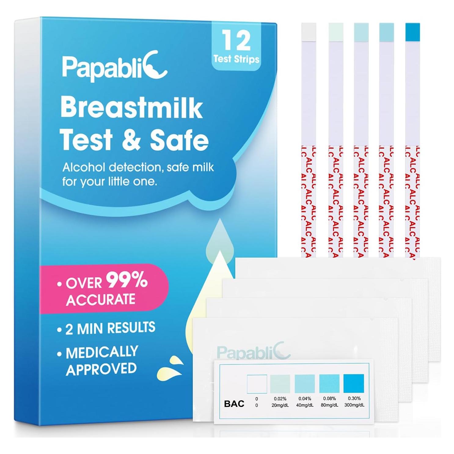 Tiras de Prueba de Alcohol Papablic para Leche Materna - 12 Piezas