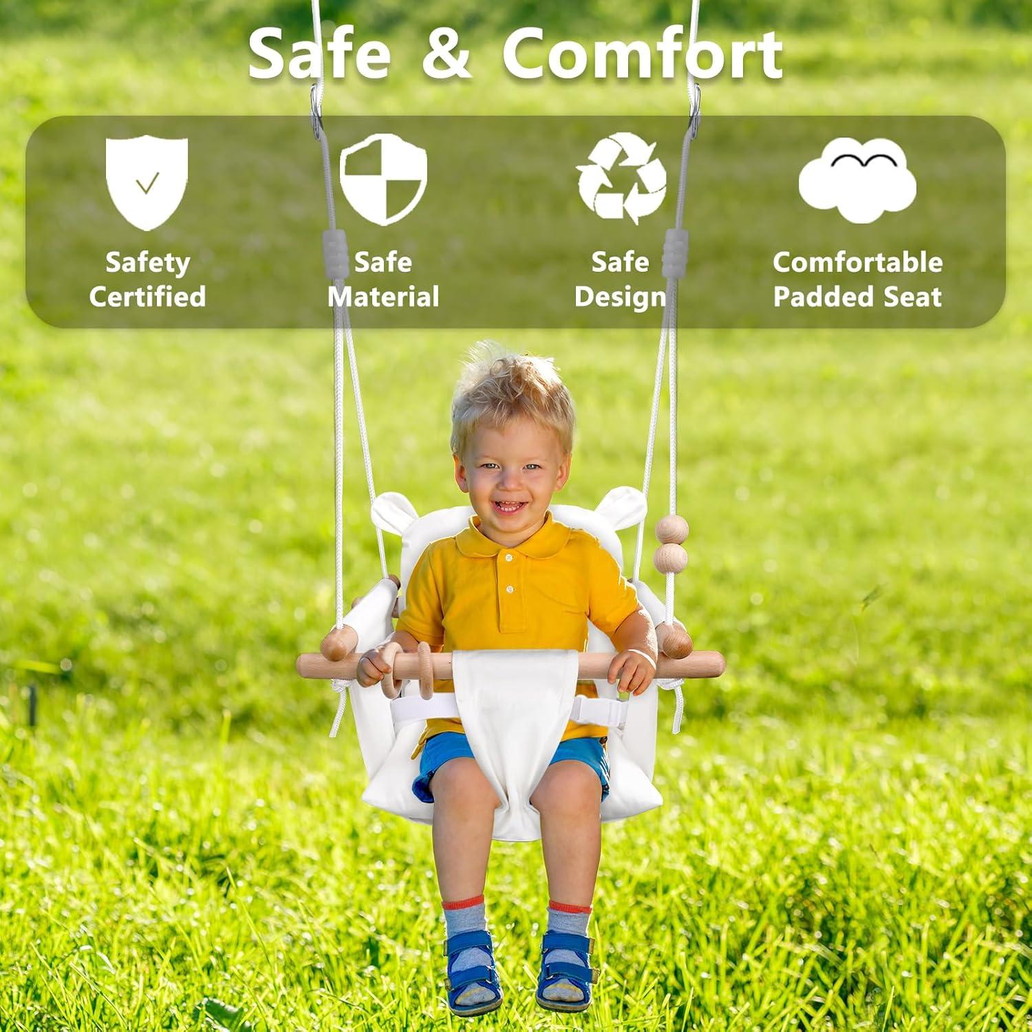 Columpio para Bebés Genérico de Madera Beige - Seguro y Portátil