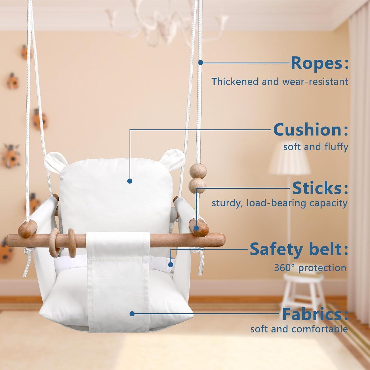 Columpio para Bebés Genérico de Madera Beige - Seguro y Portátil