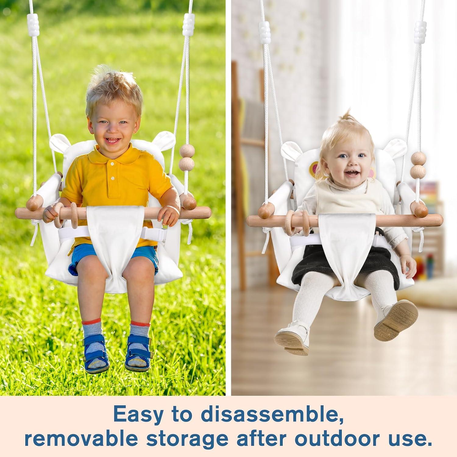 Columpio para Bebés Genérico de Madera Beige - Seguro y Portátil