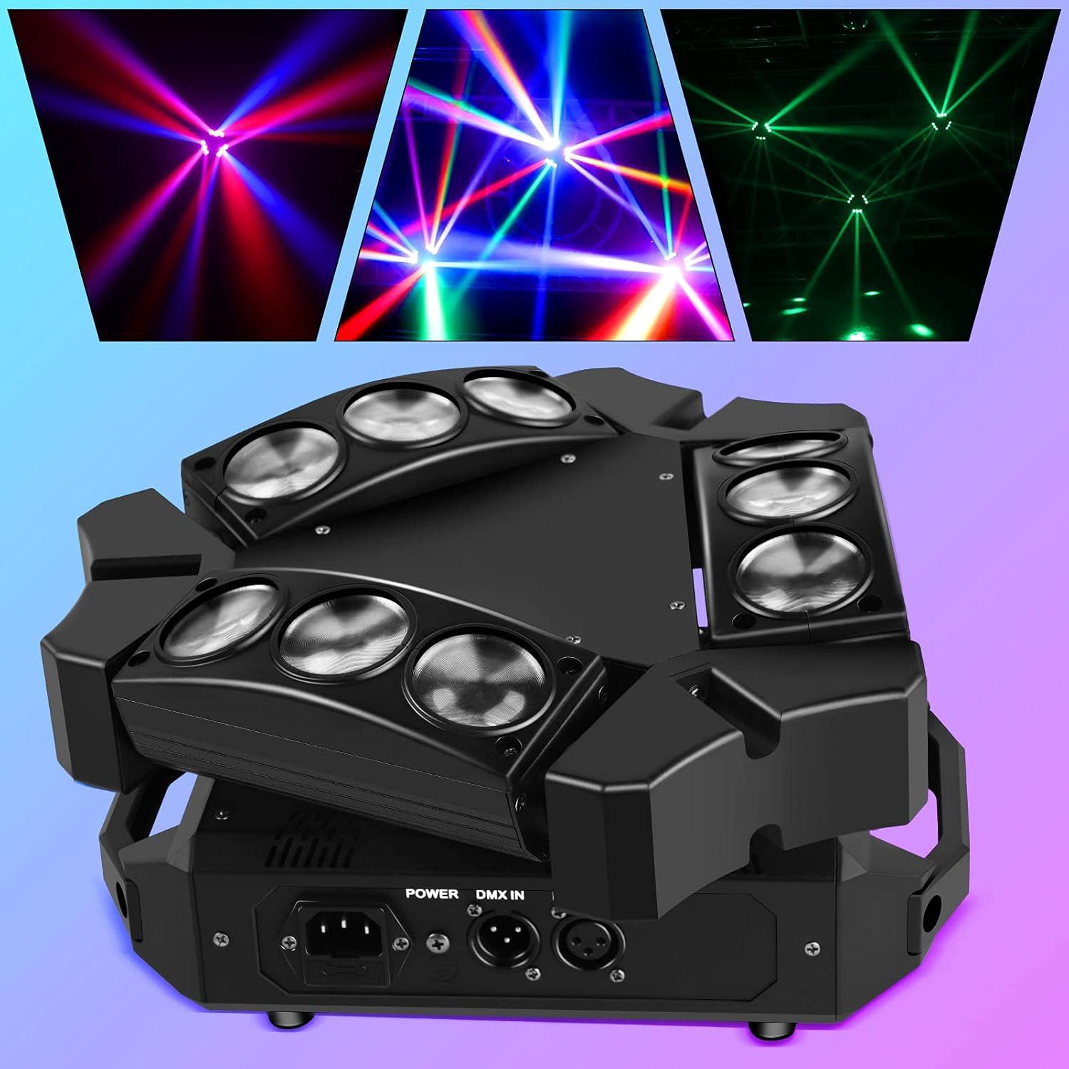 Luces de Cabeza Móvil U`King 9 LEDs 10W RGB DMX para Fiesta