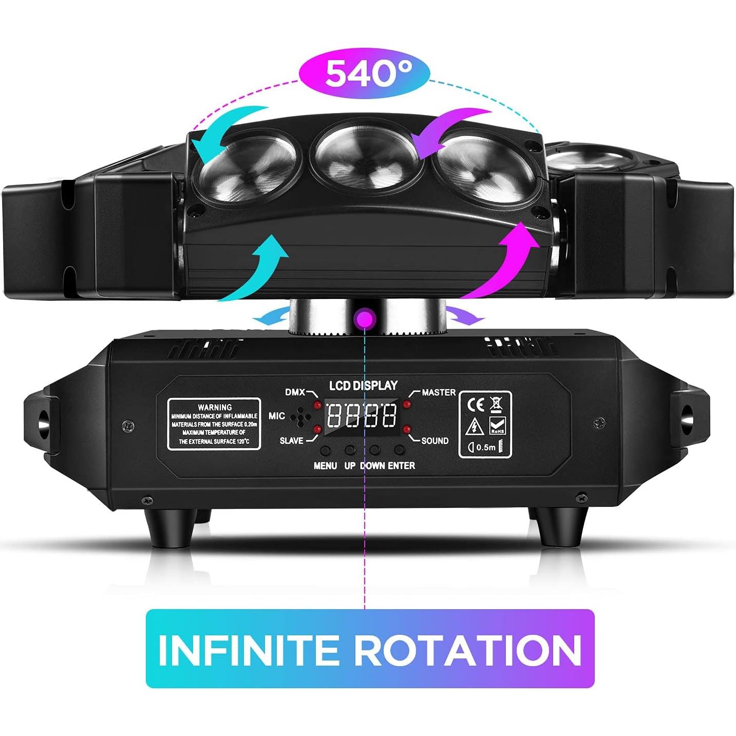 Luces de Cabeza Móvil U`King 9 LEDs 10W RGB DMX para Fiesta