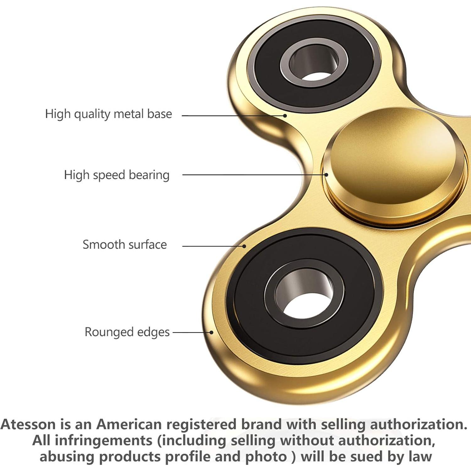 Fidget Spinner ATESSON Antiestrés Metal 12.7cm para Niños