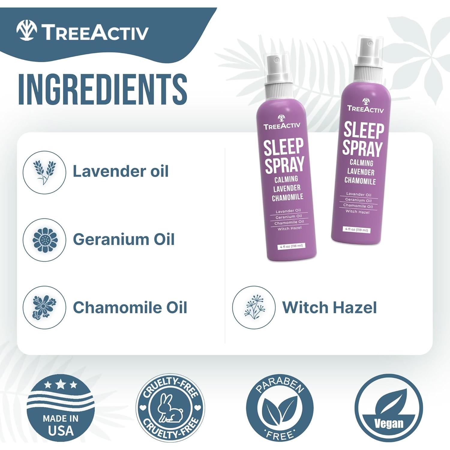 Spray para Dormir TreeActiv 1000 Pulverizaciones Lavanda Manzanilla