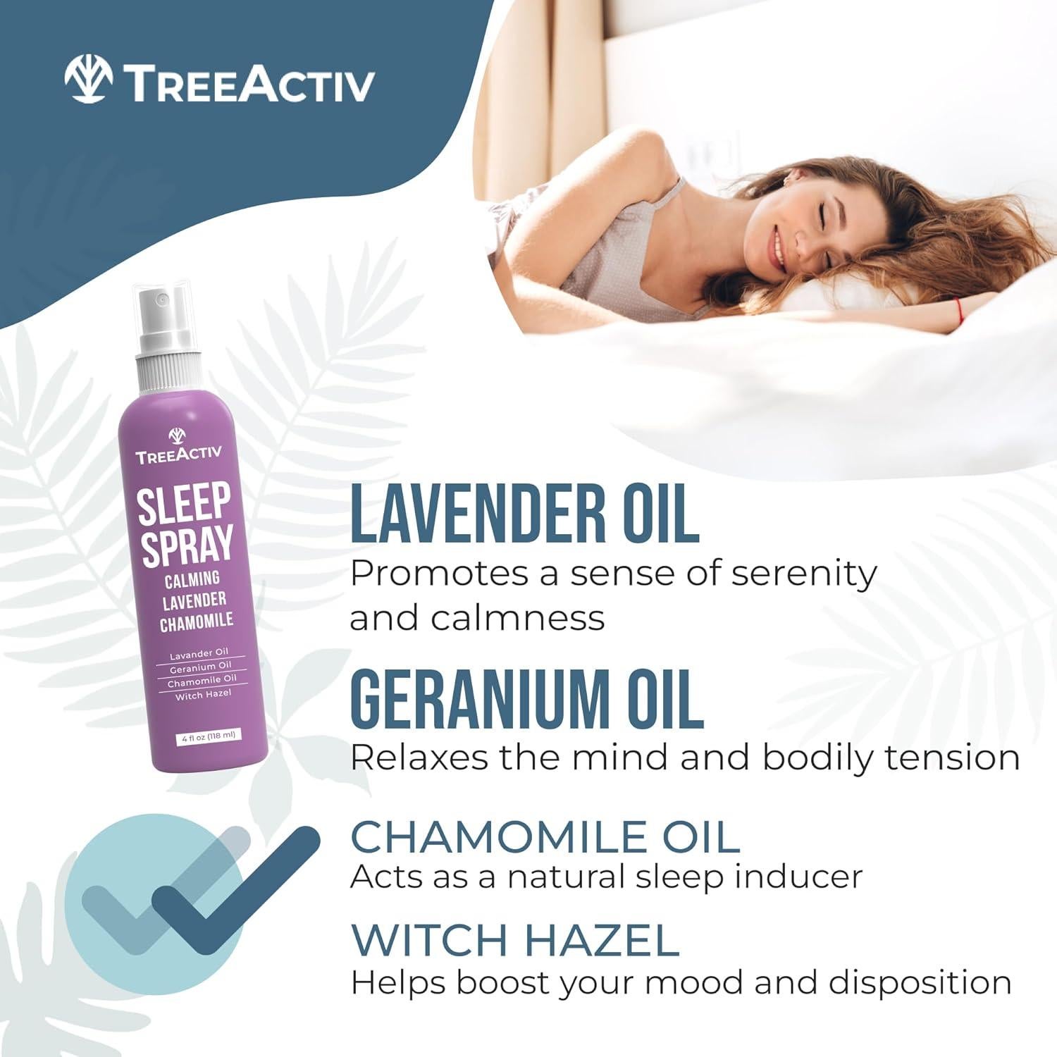 Spray para Dormir TreeActiv 1000 Pulverizaciones Lavanda Manzanilla