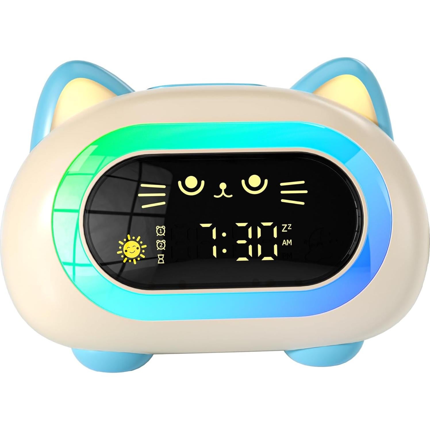 Reloj Despertador Digital ANALOI Gato Azul con Luz Nocturna