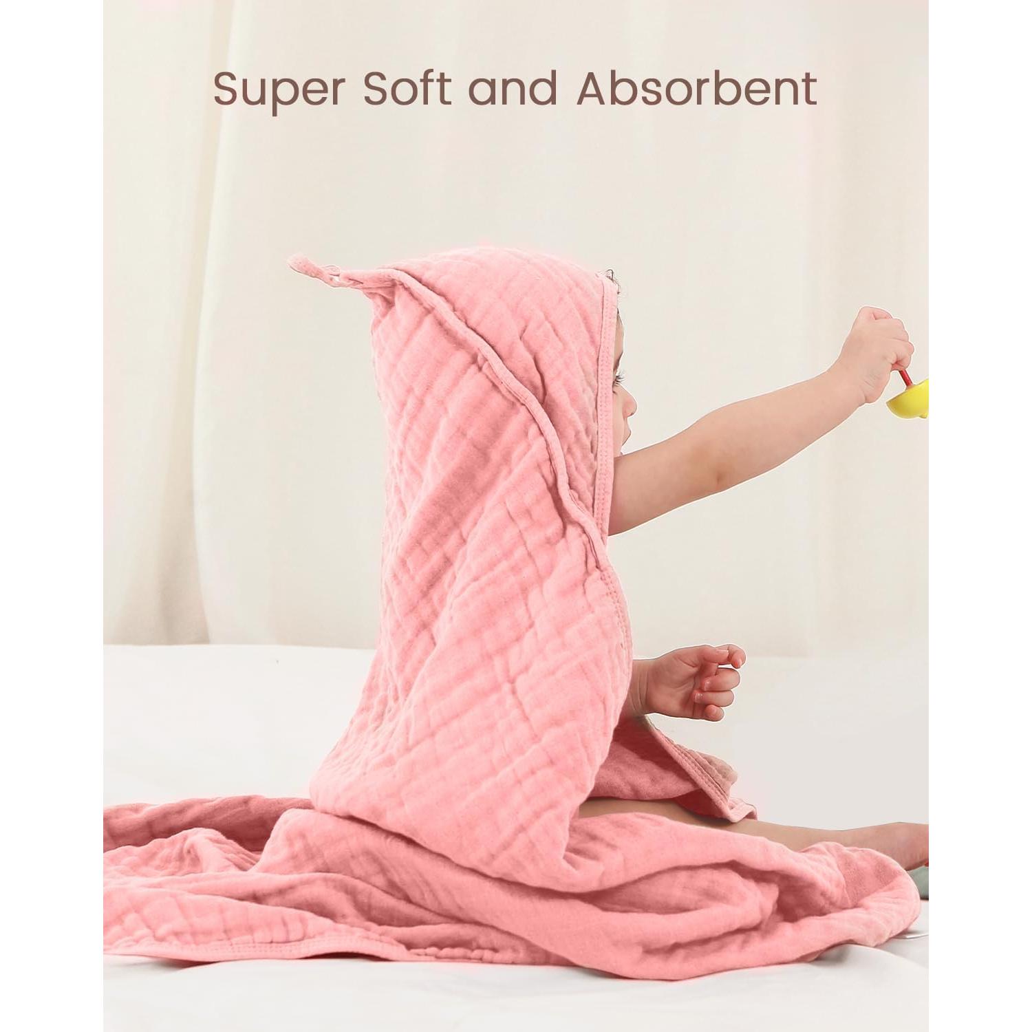 Toallas con Capucha FAVERDIIY 89x89 cm 100% Algodón Muselina