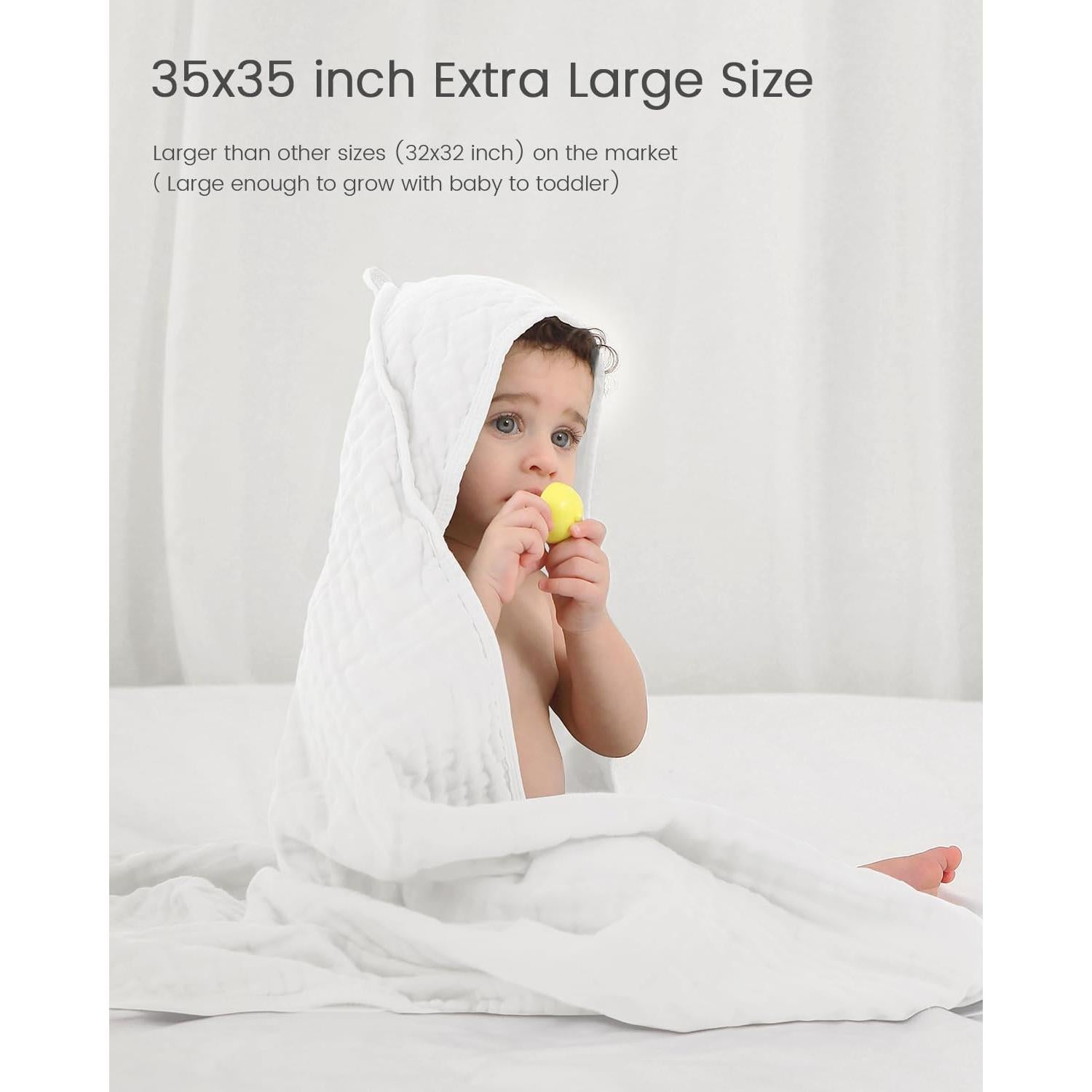 Toallas con Capucha FAVERDIIY 89x89 cm 100% Algodón Muselina